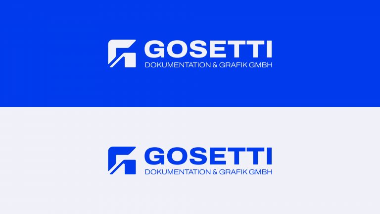 Wort-/Bildmarke: Logo Gosetti Dokumentation & Grafik GmbH weiß